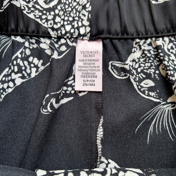 Victoria's Secret Satin Shine Patch Black Leopard Bling Shorts Boxer Pajama SM - Picture 6 of 10